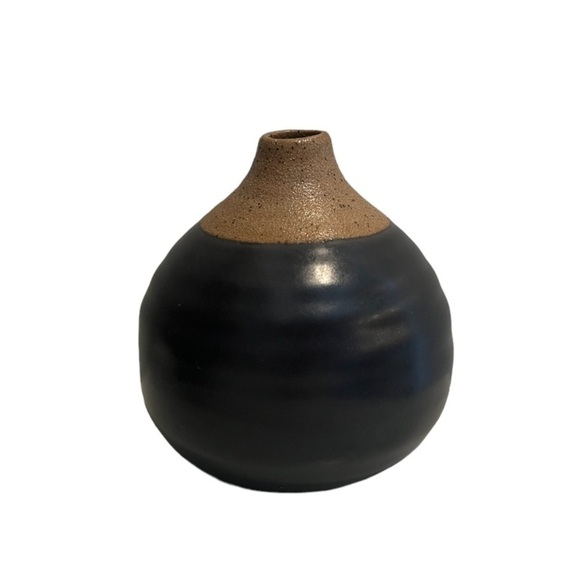 Dark Gray & Clay Small Petite Bur Vase Decorative - Picture 1 of 5